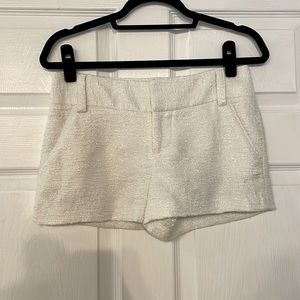 Alice + Olivia White Tweed Shorts